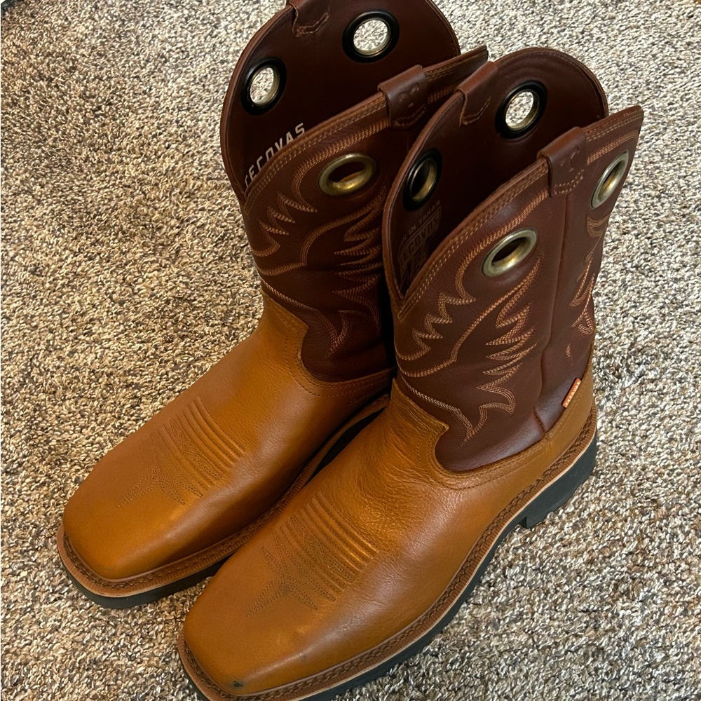 Tecovas Tan and Brown Cowboy Boots